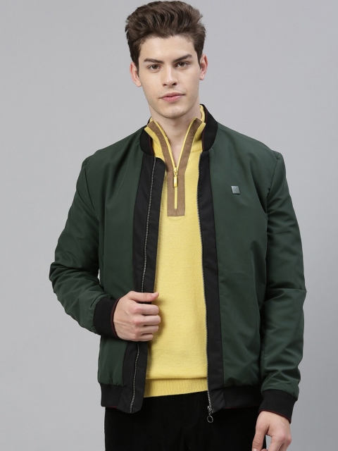 RARE RABBIT Men Green Solid Insulator Bomber Jacket