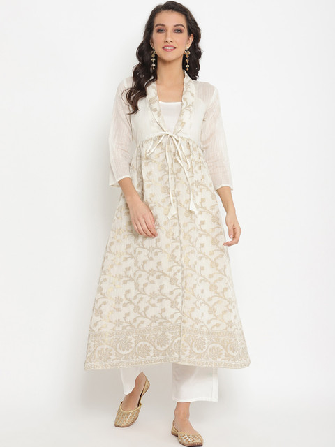 

Abhishti Women White Solid Anarkali Kurta With Jacket