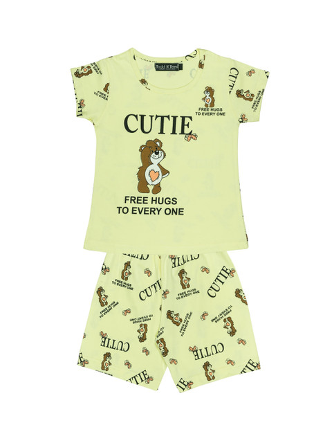 

Todd N Teen Girls Yellow Printed T-shirt with Shorts