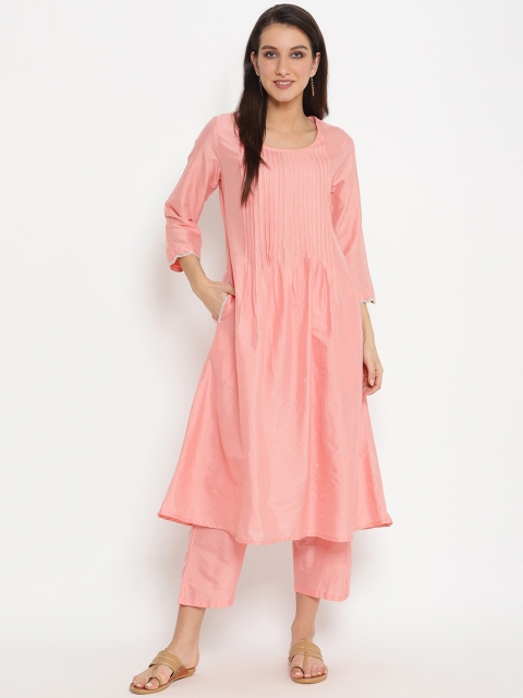 

Abhishti Women Pink Solid A-Line Kurta