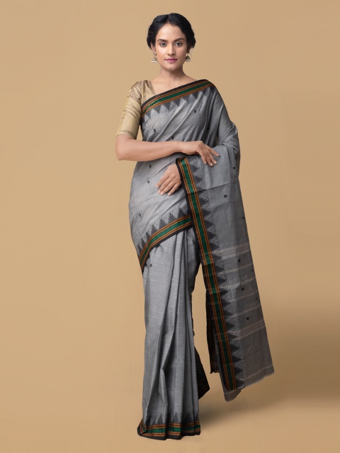 

Unnati Silks Grey Pure Cotton Woven Design Kanjeevaram Saree