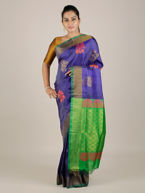 

Pothys Blue & Green Pure Silk Woven Design Kanjeevaram Saree