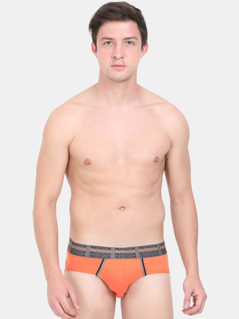 

Fruit of the loom Men Orange & Grey Colourblocked Basic Briefs MHB07-A1S4