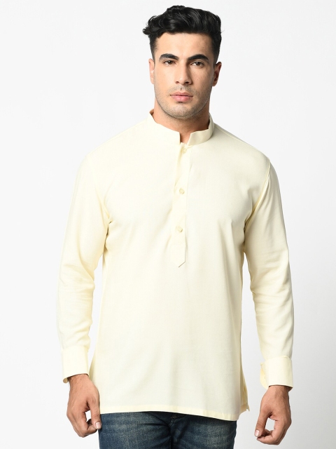 

DEYANN Men Cream-Coloured Solid Straight Kurta