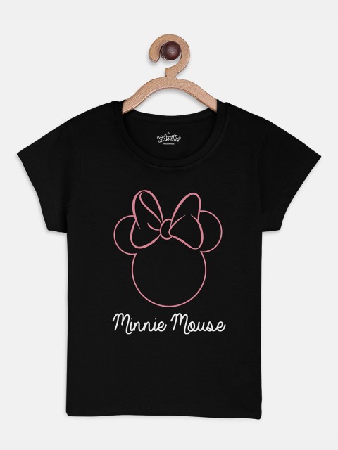 

Kids Ville Girls Black Mickey Friends Printed Round Neck Pure Cotton T-shirt