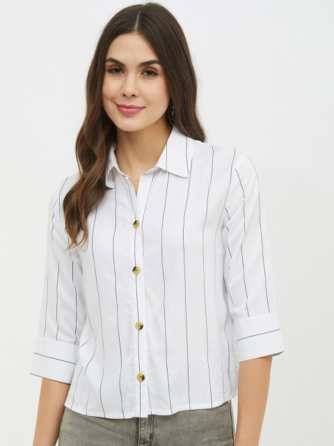 

Harpa Women White Striped Shirt Style Top