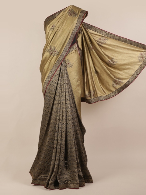 

Pothys Gold-Toned Printed Jute Silk Saree