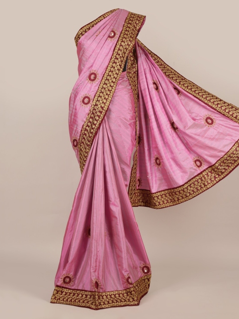 

Pothys Pink Embroidered Art Silk Saree