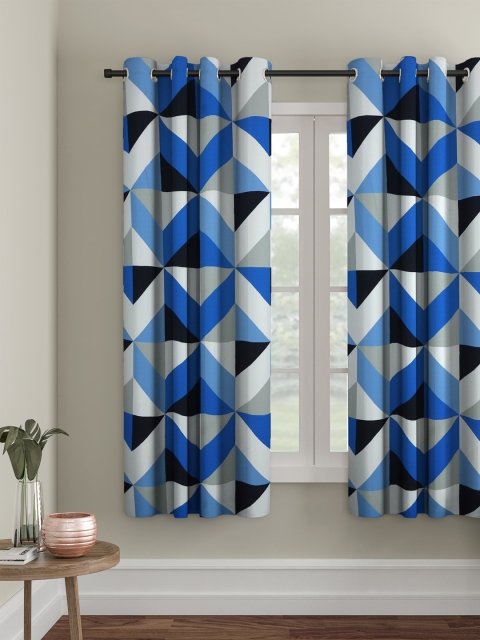 

Cortina Blue & White Set of 2 Black Out Window Curtains