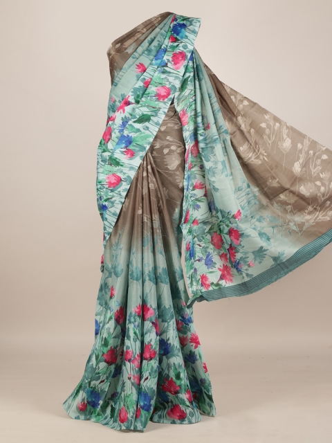 

Pothys Multicoloured & Blue Jute Silk Printed Saree, Multi