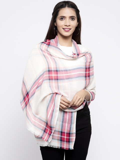 

Calvadoss Women White & Red Checked Long-Fit Premium Muffler