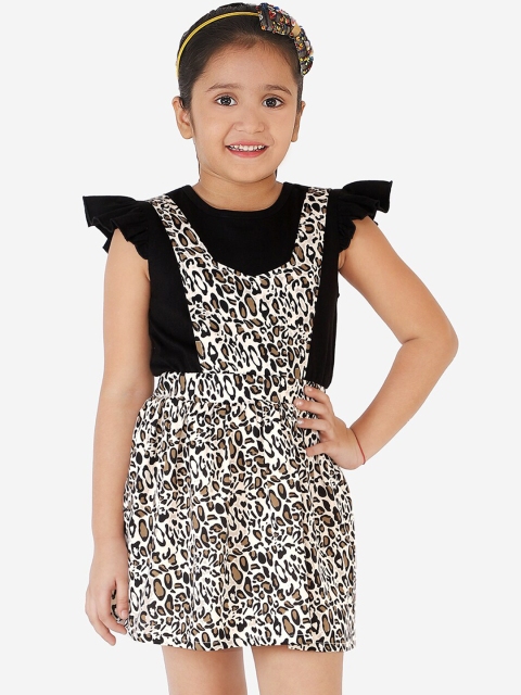 

Naughty Ninos Girls Brown & Black Animal Printed Fit and Flare Dress