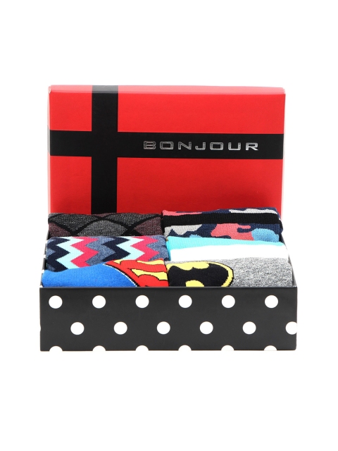 

Bonjour Men Pack of 6 Assorted Above Ankle Length Socks With Premium Gift Box