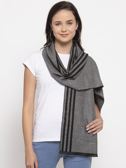 

Calvadoss Women Black & Grey Striped Long-Fit Premium Muffler