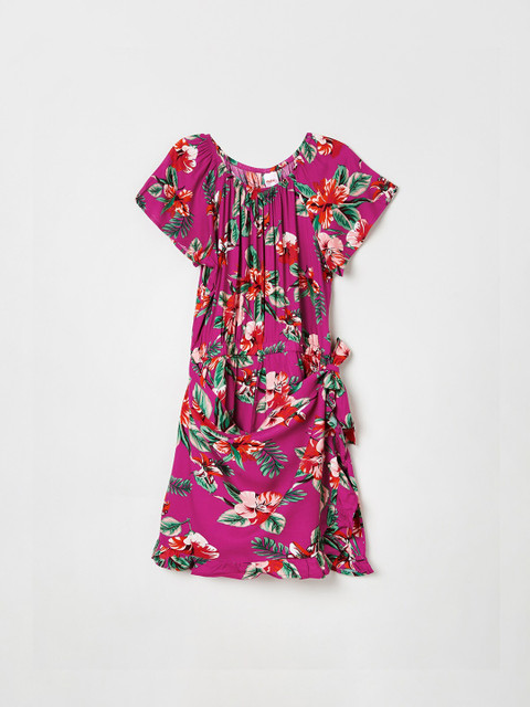 

max Girls Pink Printed Jumper Dress