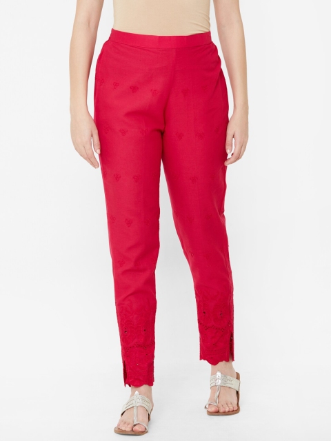 

Juliet Women Pink Self Design Regular Trousers