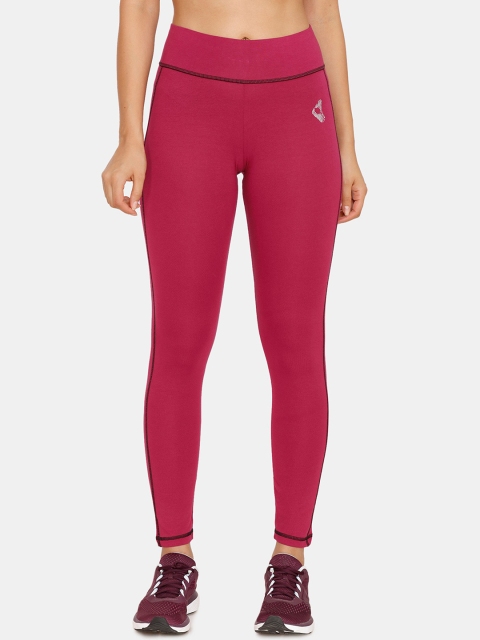 

Zelocity by Zivame Women Red Solid Ankle Length Tights