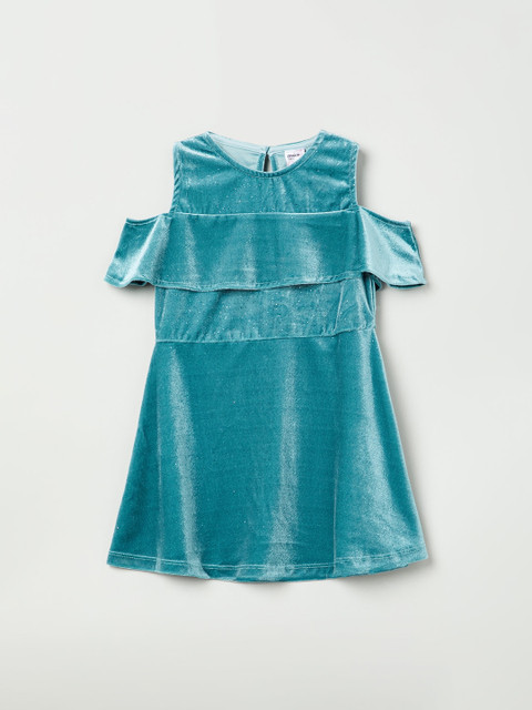 

max Girls Blue Solid Fit and Flare Dress