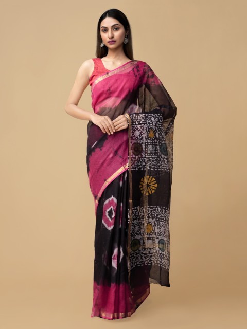

Unnati Silks Black Pure Cotton Printed Kota Saree