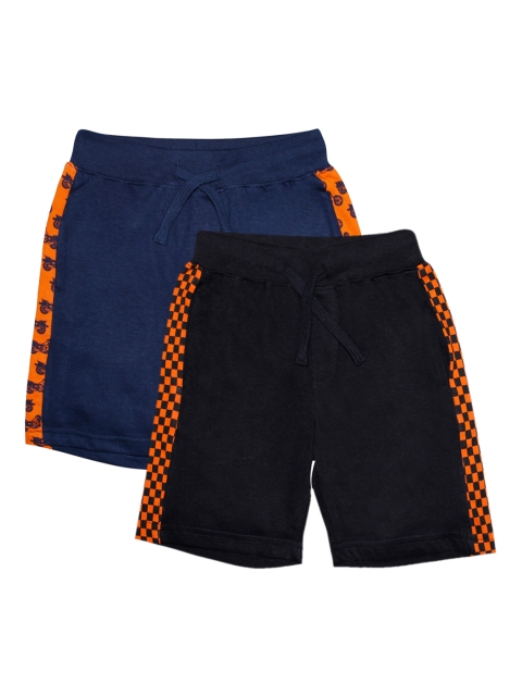 

KiddoPanti Boys Pack Of 2 Printed Regular Fit Regular Shorts, Black