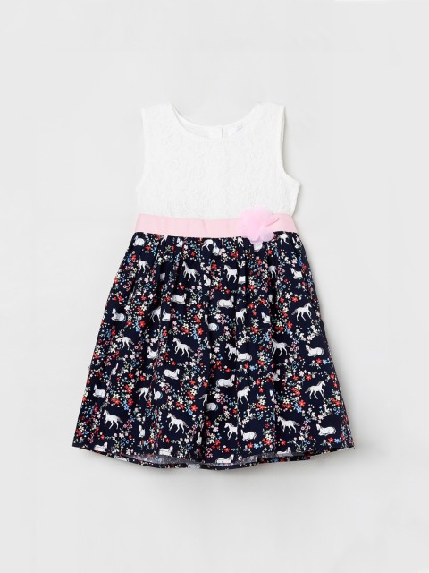

max Girls Pink Printed Fit and Flare Dress