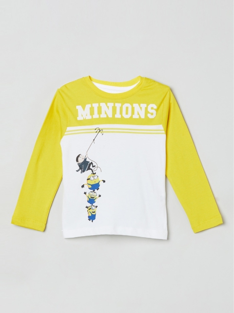 

max Boys White Printed Round Neck T-shirt
