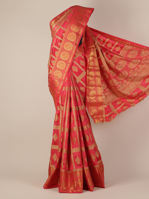 

Pothys Red Woven Design Jute Silk Saree