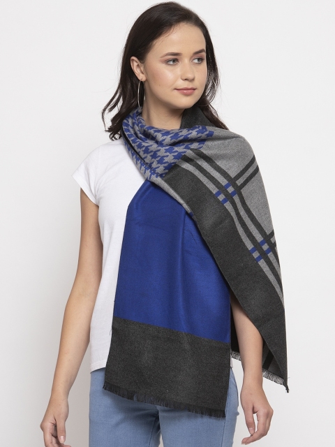 

Calvadoss Women Grey & Blue Woven Design Premium Mufflers