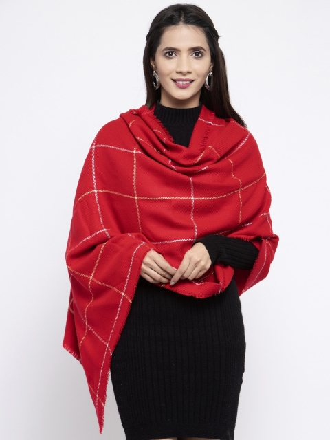 

Calvadoss Women Red & White Checked Long-Fit Premium Muffler
