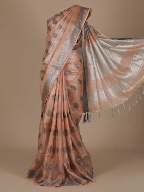

Pothys Beige Printed Pure Linen Saree