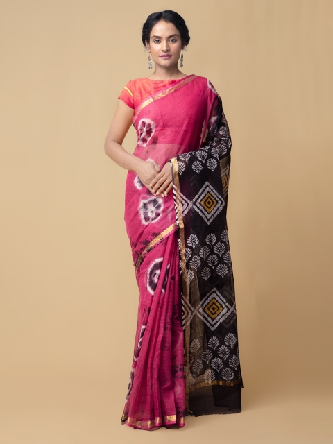 

Unnati Silks Pink Pure Cotton Printed Kota Saree