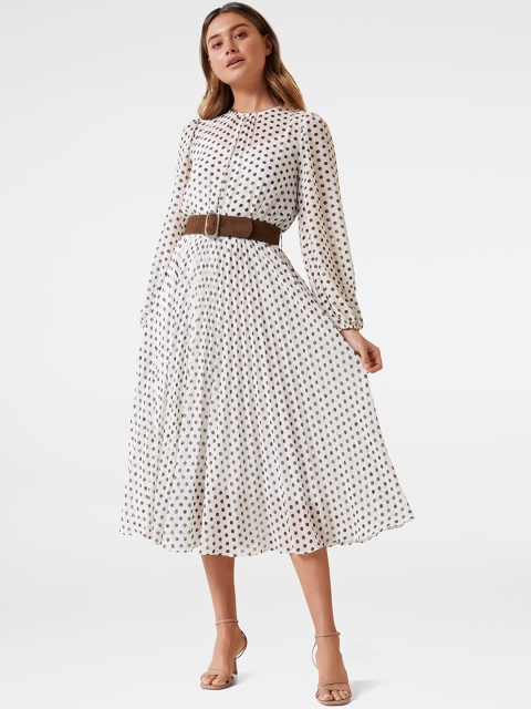 

Forever New Women White Printed Fit and Flare Dress