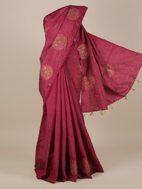 

Pothys Maroon Woven Design Jute Silk Saree