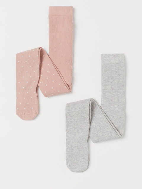 

H&M Girls Grey & Pink Solid 2-Pack Fine-Knit Tights