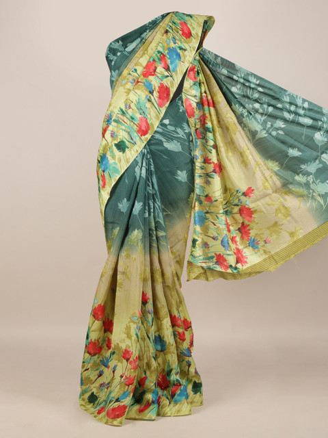 

Pothys Multicoloured Floral Printed Jute Silk Saree, Multi