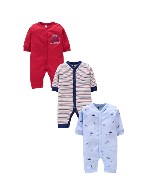 

i bears Infants Pack of 3 Rompers, Red