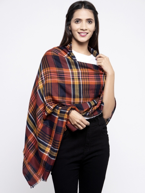 

Calvadoss Women Navy Blue & Yellow Checked Premium Muffler