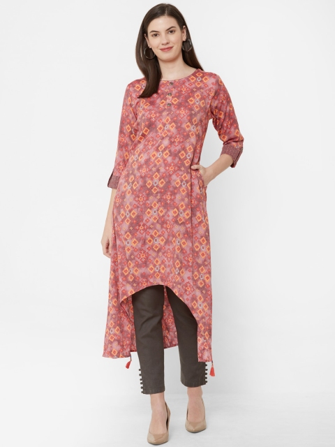 

Juliet Women Red Printed A-Line Cotton Kurta