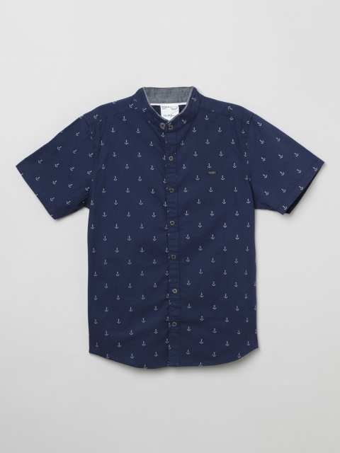 

max Boys Blue Regular Fit Printed Casual Shirt