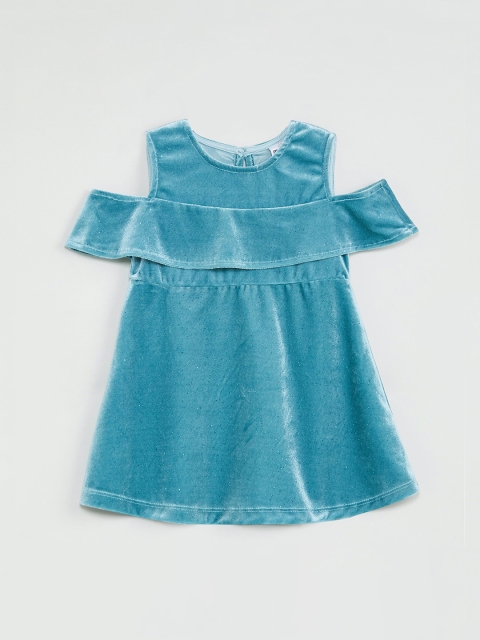 

max Girls Blue Solid Fit and Flare Dress