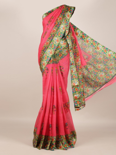 

Pothys Pink Printed Jute Silk Saree