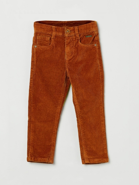 

max Boys Rust Solid Corduroy Regular Trousers