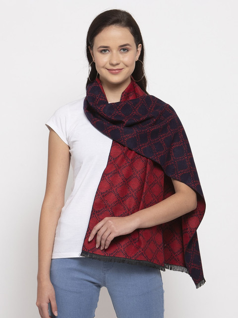 

Calvadoss Women Navy Blue & Red Checked Long-Fit Premium Muffler