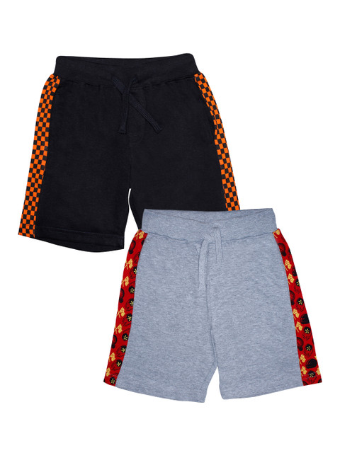 

KiddoPanti Boys Pack of 2 Solid Regular Fit Regular Shorts, Black