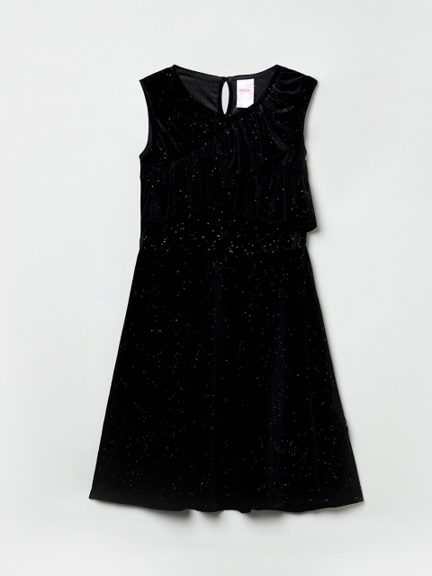 

max Girls Black Printed A-Line Dress
