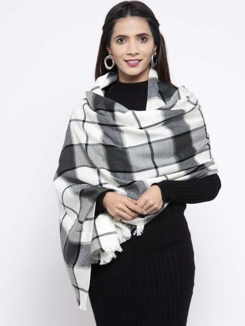 

Calvadoss Women Off White & Grey Checked Premium Muffler
