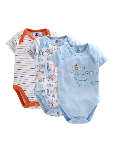 

i bears Infant Kids Pack Of 3 Printed Bodysuits, Blue