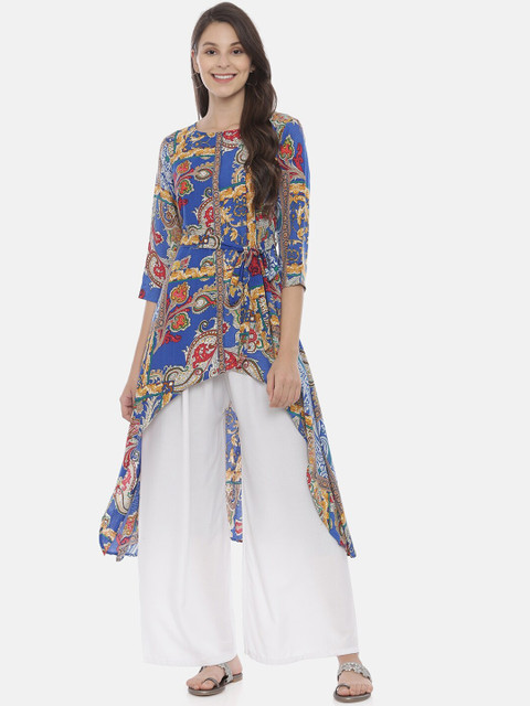 

Neerus Women Blue Printed A-Line Kurta