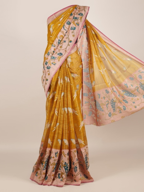 

Pothys Mustard Printed Jute Silk Saree
