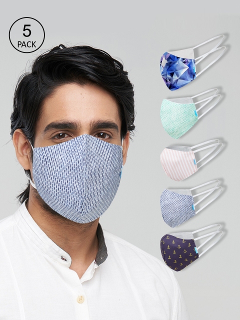 

Welspun Unisex Pack of 10 Printed 2-Ply Anti-Pollution Anti-Bacterial Reusable Cloth Masks with Mask Adjuster, Multi
